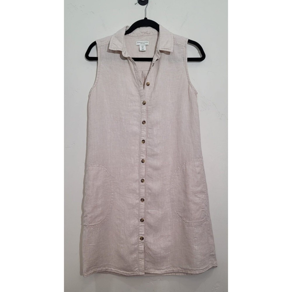 Adrienne Vittadini Dresses 100%Linen Sleeveless Summer Shirt Dress Cream Sz. S